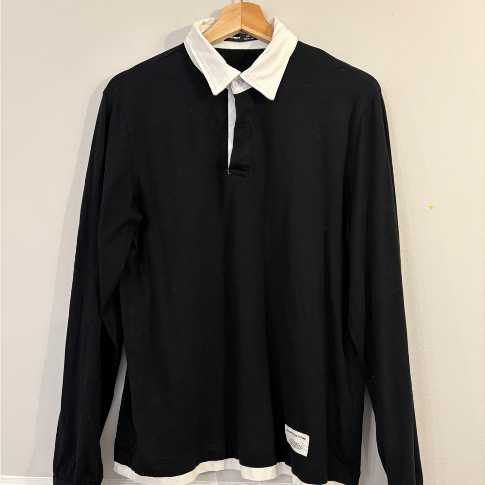 SHEIN Black and White Contrast Polo Shirt